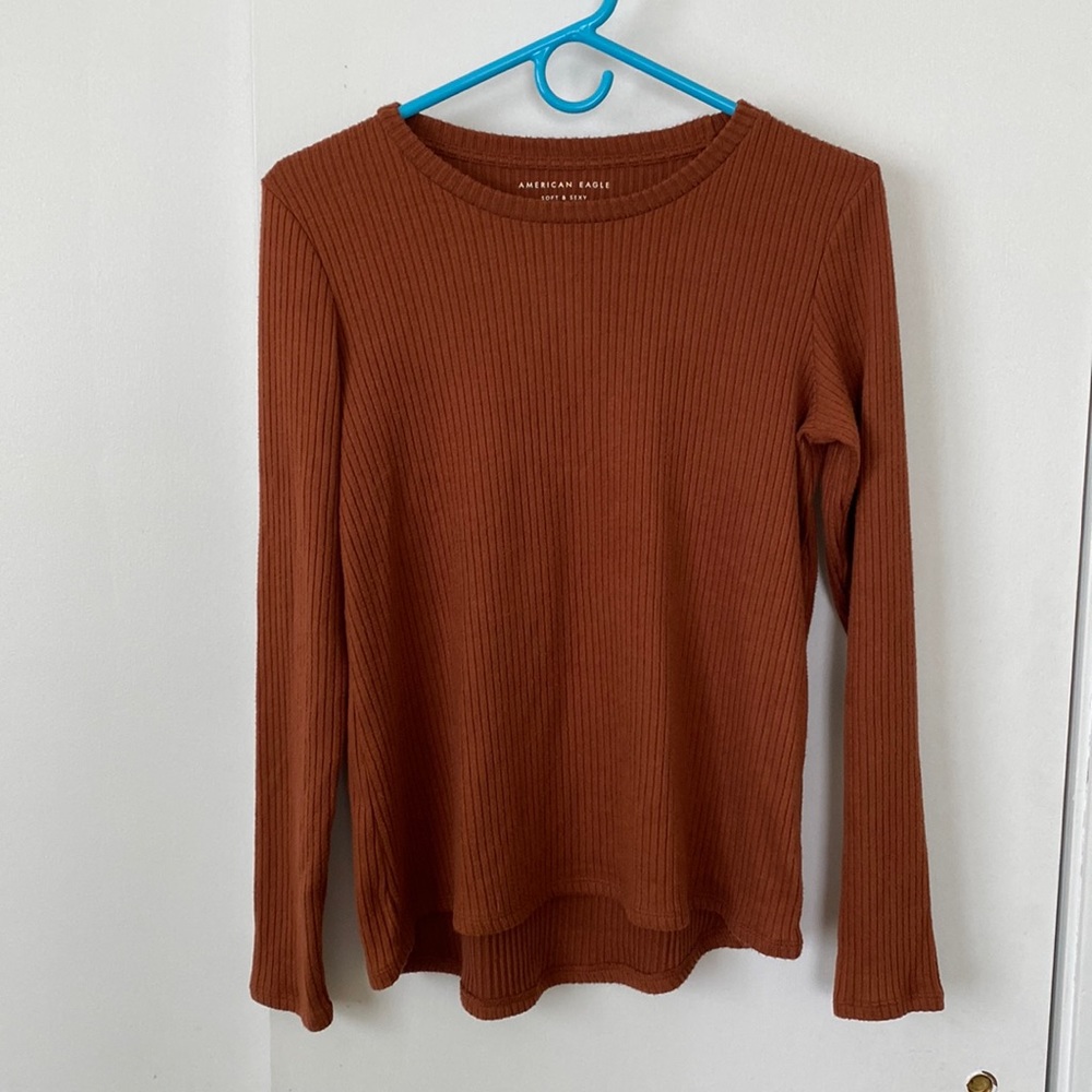 American Eagle XS Long Sleeve Shirt Rust Soft & Sexy Plush